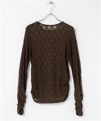 拼接蕾絲上衣(深棕色-one-DARK BROWN)