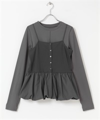 【成套組合】氣球剪裁背心 × 長袖T恤(炭灰色x炭灰色-one-其他灰色)