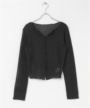 鏤空緹花開襟上衣(黑色-one-BLACK)