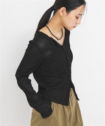 鏤空緹花開襟上衣