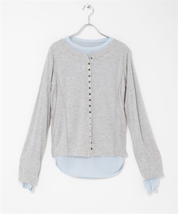 配色層次上衣(灰色x藍色-one-GRAY)