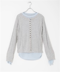 配色層次上衣(灰色x藍色-one-GRAY)