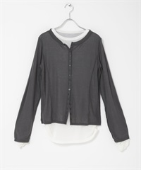 配色層次上衣(炭灰色x米色-one-CHARCOAL GRAY)