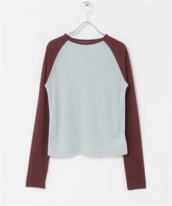 透膚連肩袖T恤(藍色x酒紅色-one-其他藍色)