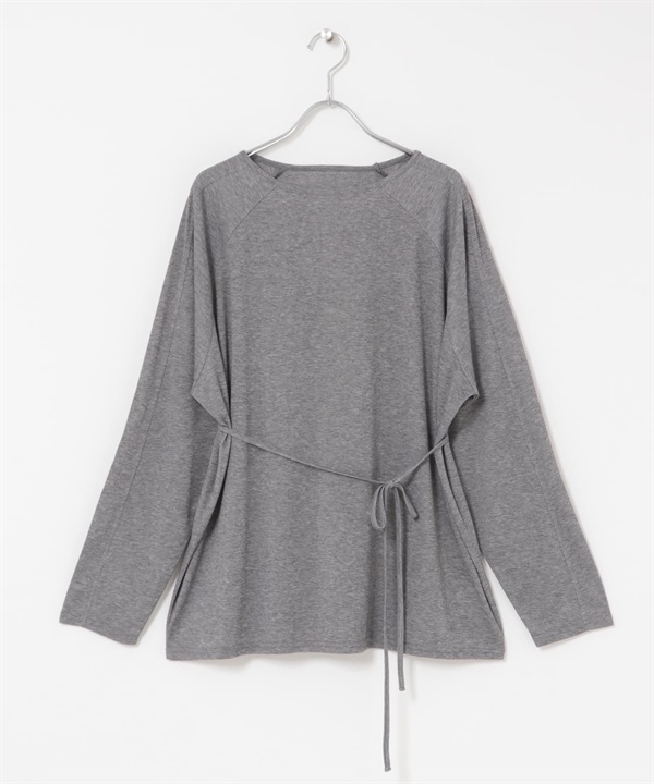 附綁帶透膚寬鬆上衣(灰色-one-其他灰色)