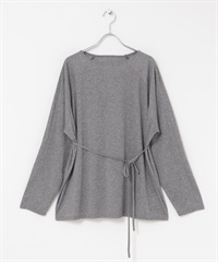附綁帶透膚寬鬆上衣(灰色-one-其他灰色)