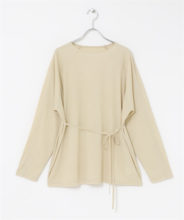 附綁帶透膚寬鬆上衣(膚色-one-BEIGE)
