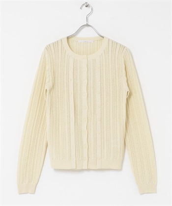 雙門襟鏤空針織衫(米色-one-IVORY)