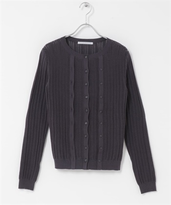 雙門襟鏤空針織衫(炭灰色-one-CHARCOAL GRAY)