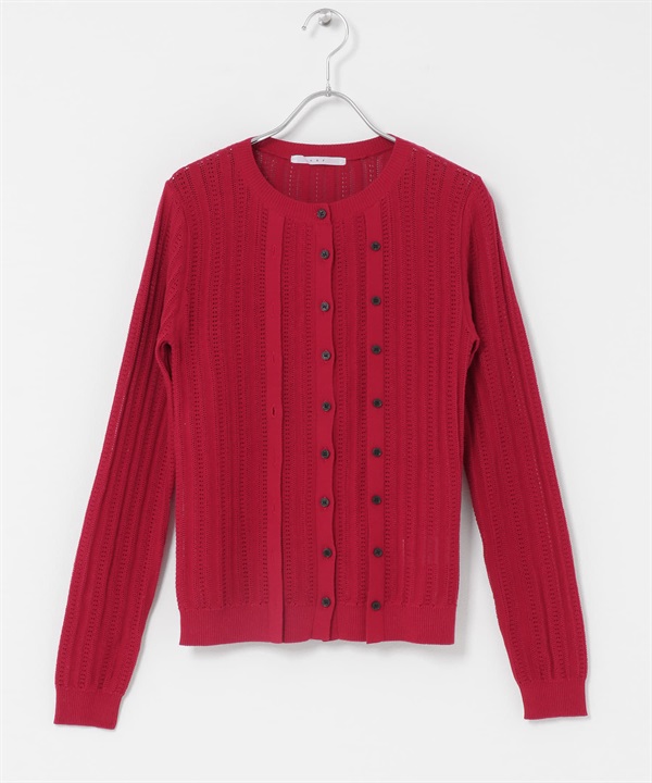 雙門襟鏤空針織衫(紅色-one-RED)