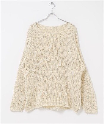 帶狀紗蝴蝶結寬版針織衫(象牙白-one-IVORY)