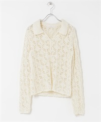 鉤針蕾絲針織襯衫(象牙白-one-IVORY)