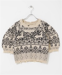 緹花蓬袖針織衫(可成套搭配)(膚色-one-BEIGE)