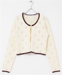 孔眼設計短版針織開襟衫(象牙白-one-IVORY)