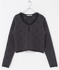 孔眼設計短版針織開襟衫(炭灰色-one-CHARCOAL GRAY)