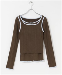 【成套組合】2WAY針織背心 x 開襟衫(棕色-one-BROWN)