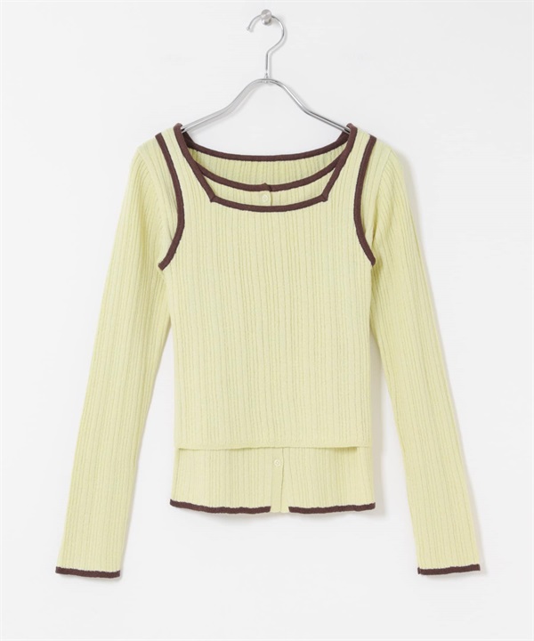 【成套組合】2WAY針織背心 x 開襟衫(淺綠色-one-其他綠色)