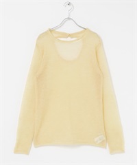 背後開衩透膚針織上衣(黃色-one-其他黃色)