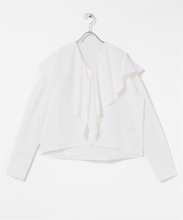 荷葉大領片罩衫(米色-one-OFF WHITE)