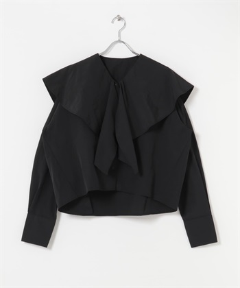 荷葉大領片罩衫(黑色-one-BLACK)