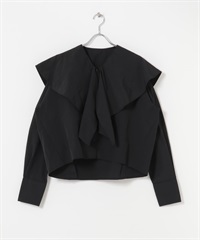 荷葉大領片罩衫(黑色-one-BLACK)