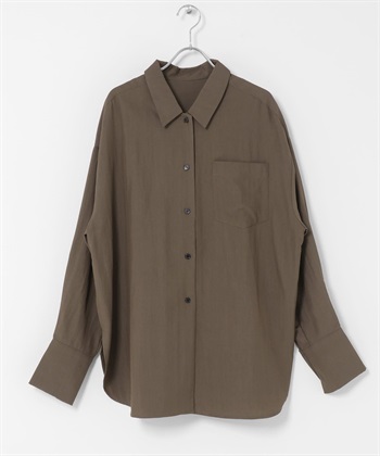 極簡寬版襯衫(深棕色-one-DARK BROWN)