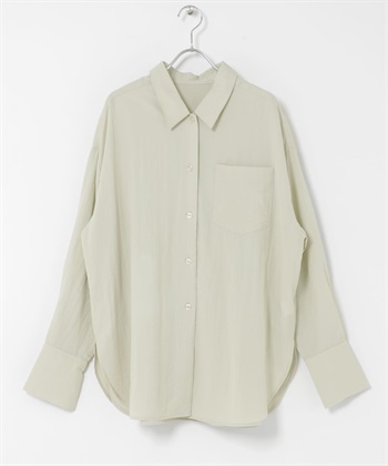 極簡寬版襯衫(鼠尾草綠-one-其他綠色)