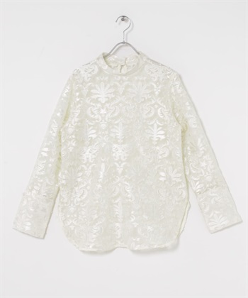 薄紗緹花罩衫(象牙白-one-IVORY)