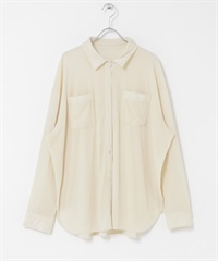 透膚絲絨寬鬆襯衫(象牙白-one-IVORY)