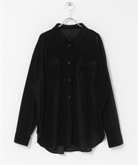 透膚絲絨寬鬆襯衫(黑色-one-BLACK)