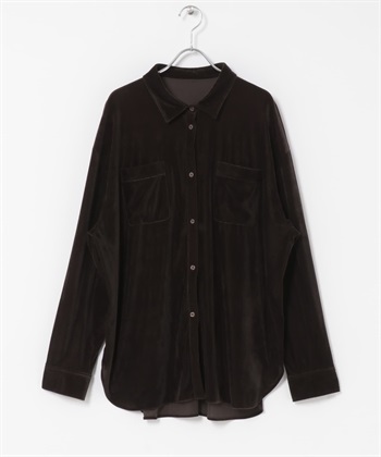 透膚絲絨寬鬆襯衫(深棕色-one-DARK BROWN)