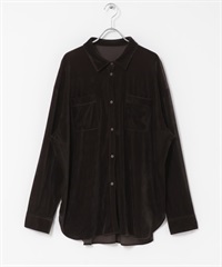 透膚絲絨寬鬆襯衫(深棕色-one-DARK BROWN)