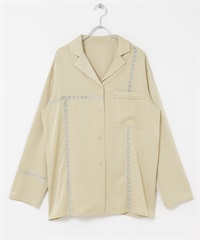 沙典緞寬鬆襯衫(可成套搭配)(膚色-one-BEIGE)