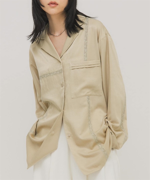 沙典緞寬鬆襯衫(可成套搭配)