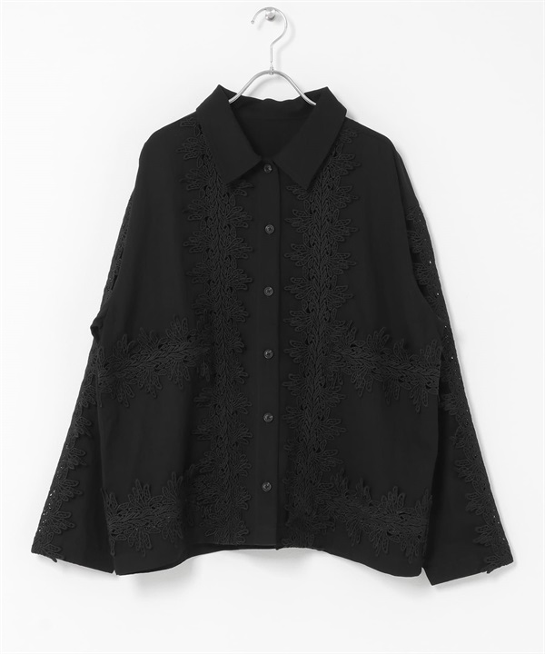 復古蕾絲襯衫(黑色-one-BLACK)