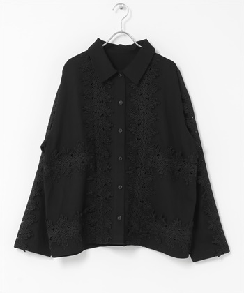 復古蕾絲襯衫(黑色-one-BLACK)