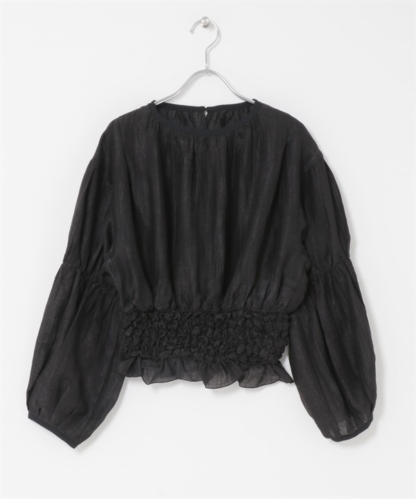 爆米花抽皺罩衫(黑色-one-BLACK)