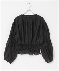 爆米花抽皺罩衫(黑色-one-BLACK)