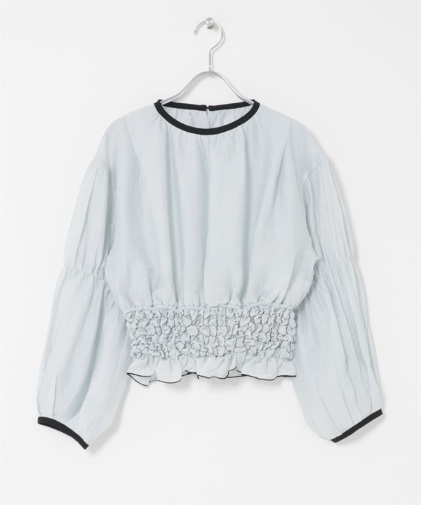 爆米花抽皺罩衫(藍色-one-BLUE)