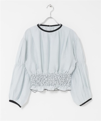 爆米花抽皺罩衫(藍色-one-BLUE)