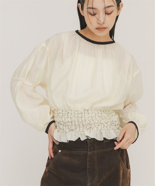 爆米花抽皺罩衫