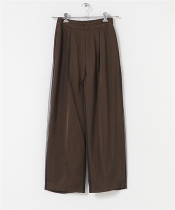緞紋薄紗長褲(棕色-36-BROWN)