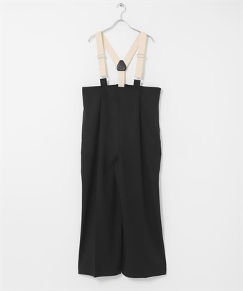 背面打褶吊帶褲(黑色-one-BLACK)