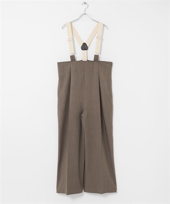 背面打褶吊帶褲(茶棕色-one-其他棕色)