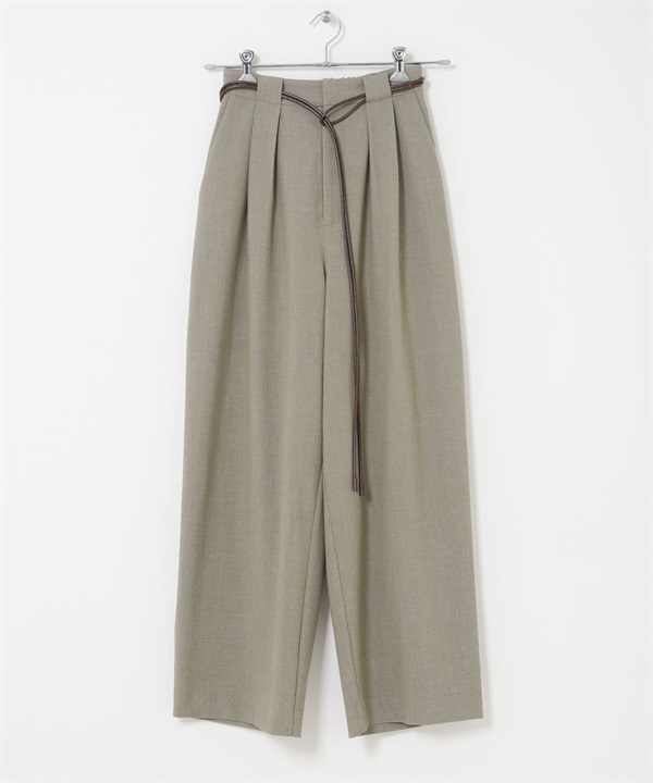 附腰帶西裝褲(可成套搭配)(苔蘚灰-36-其他灰色)