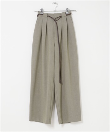 附腰帶西裝褲(可成套搭配)(苔蘚灰-36-其他灰色)