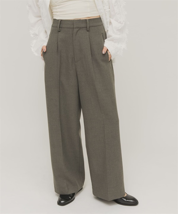 打褶設計簡約長褲(可成套搭配)