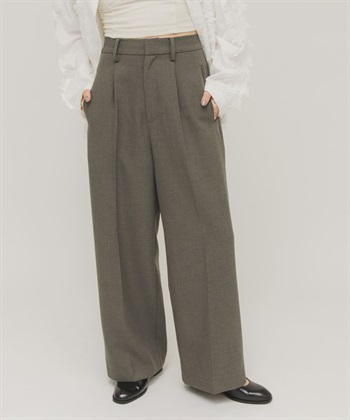 打褶設計簡約長褲(可成套搭配)