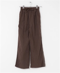 直條紋輕便長褲(棕色-one-BROWN)