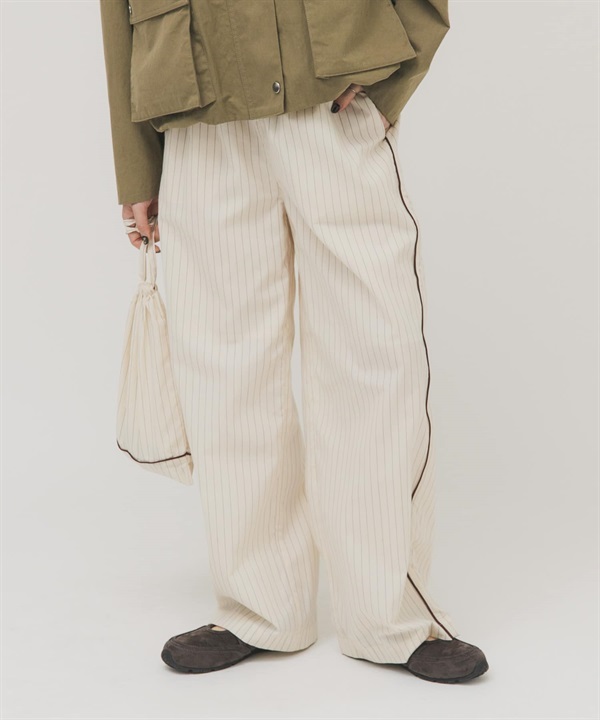 直條紋輕便長褲